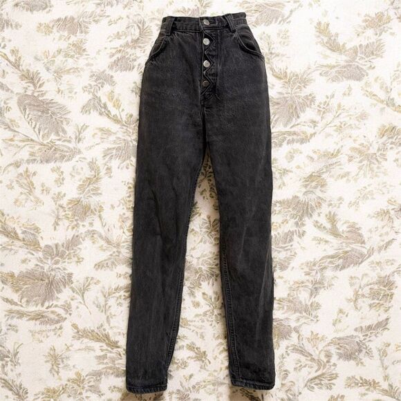 Vintage Bonjour Jeans Black Denim Straight Tapered High Rise Mom 26” 27” - Picture 1 of 8
